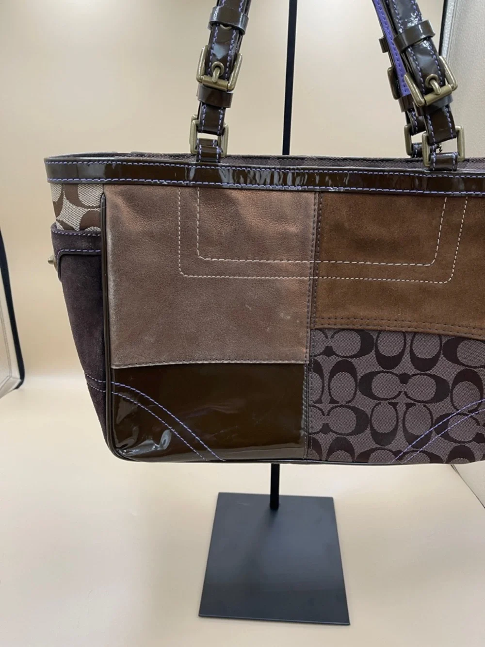 Coach Patchwork Shoulder Tote with Signature C Panels 3 Hangtags H059J-8F69 Rare